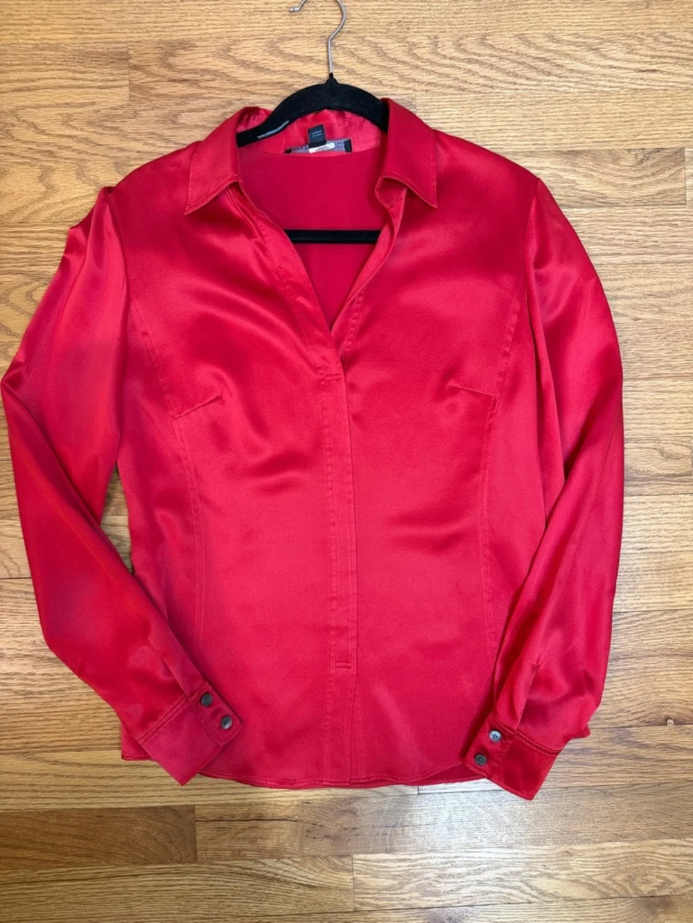 Lafayette 148 New York Stunning Red 100% Silk Pullover Blouse, 2 - Luxury, Chic - Picture 8 of 10